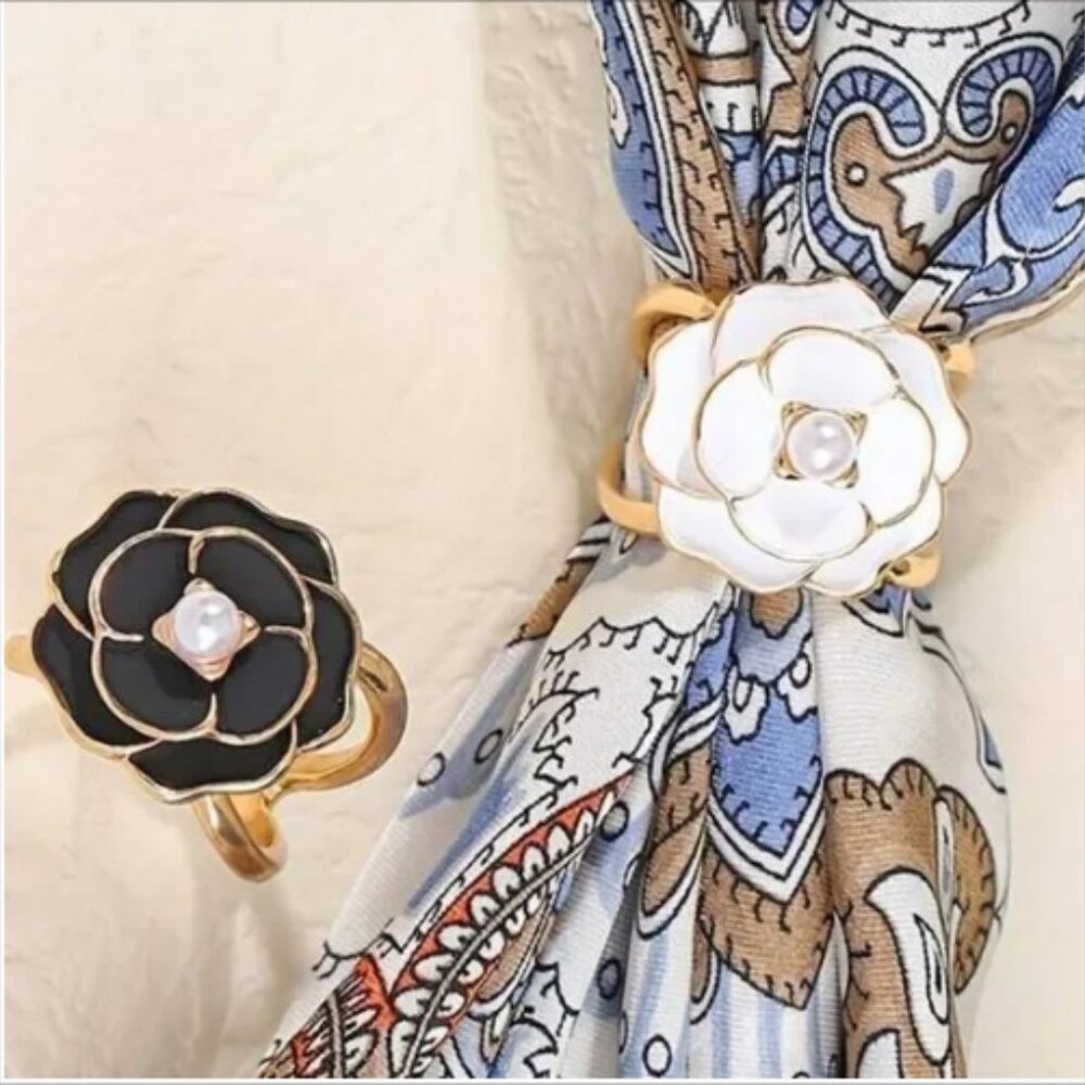 ELEGANT FLORAL SCARF RINGS - Picture 2 of 6